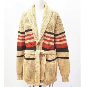 Vintage 70s Broadway Men's Big Lebowski Dude Style Knit Cardigan Shawl Collar L